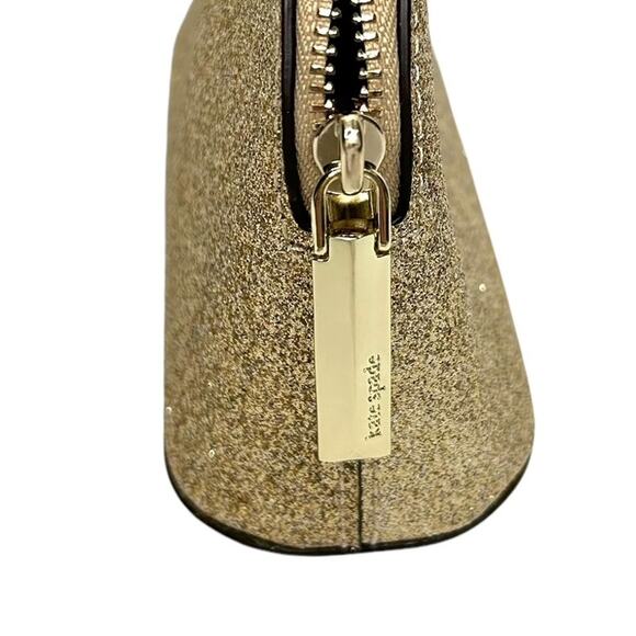 Kate Spade New York Burgess Court Gold Glitter Dome Cosmetic Case - Picture 12 of 12
